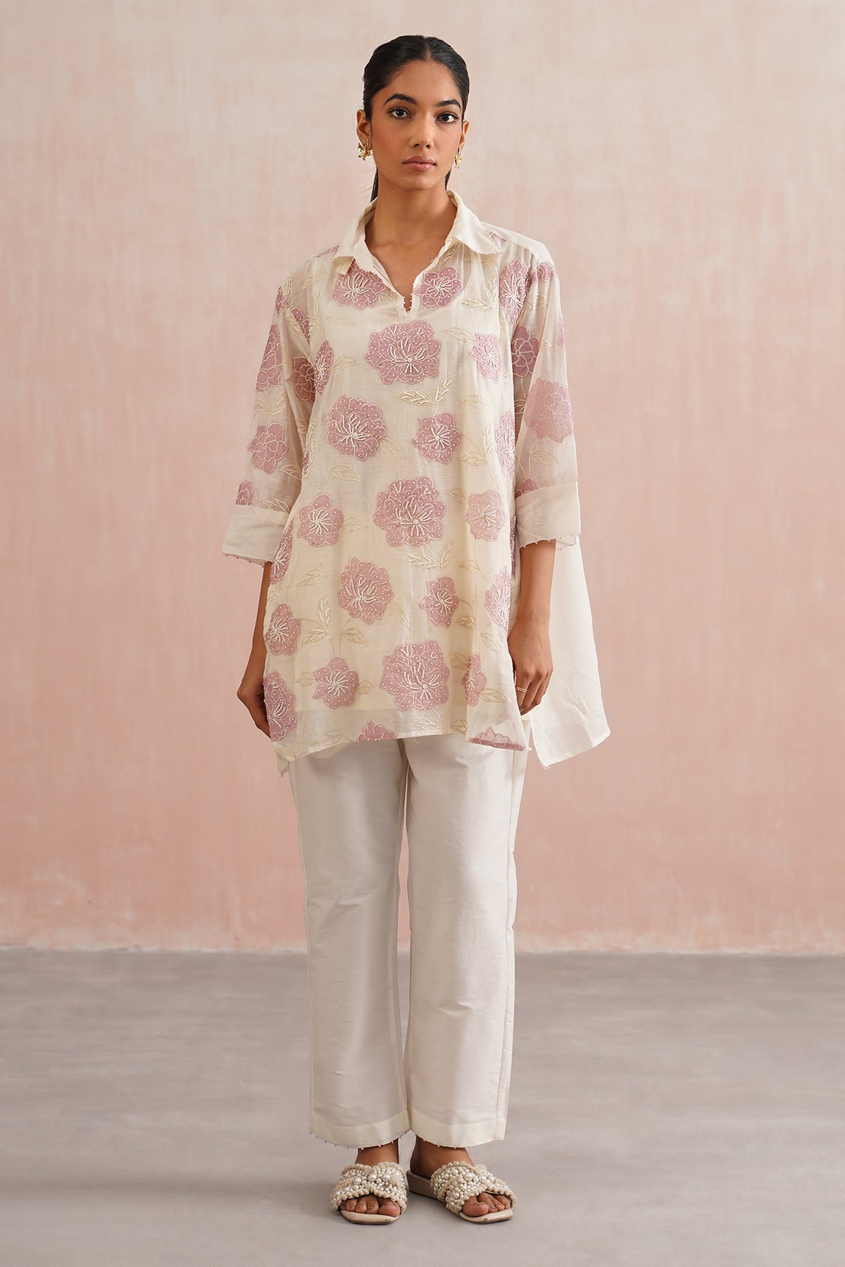 Buy Oversized Ivory Shirt & Pants for women online available at Scrollnshops